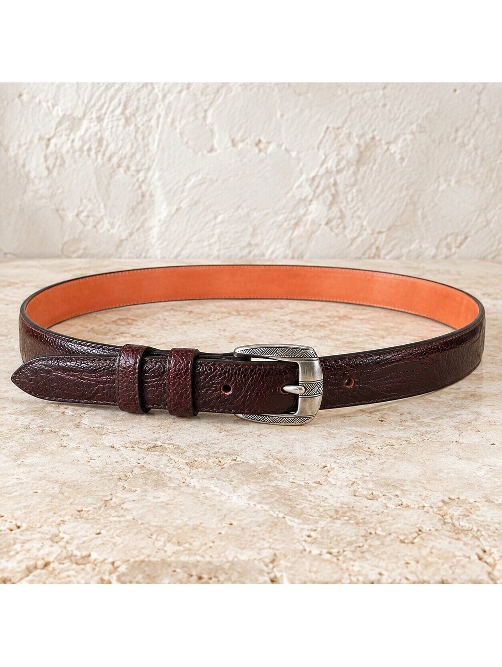 Desperado Genuine Ostrich Leg Belt Dark Brown Size 40 Santa Fe Buckle